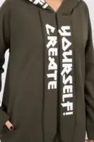 Oversize suknelė su gobtuvu ir užrašais - spalvų pasirinkimas