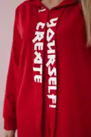 Oversize suknelė su gobtuvu ir užrašais - spalvų pasirinkimas