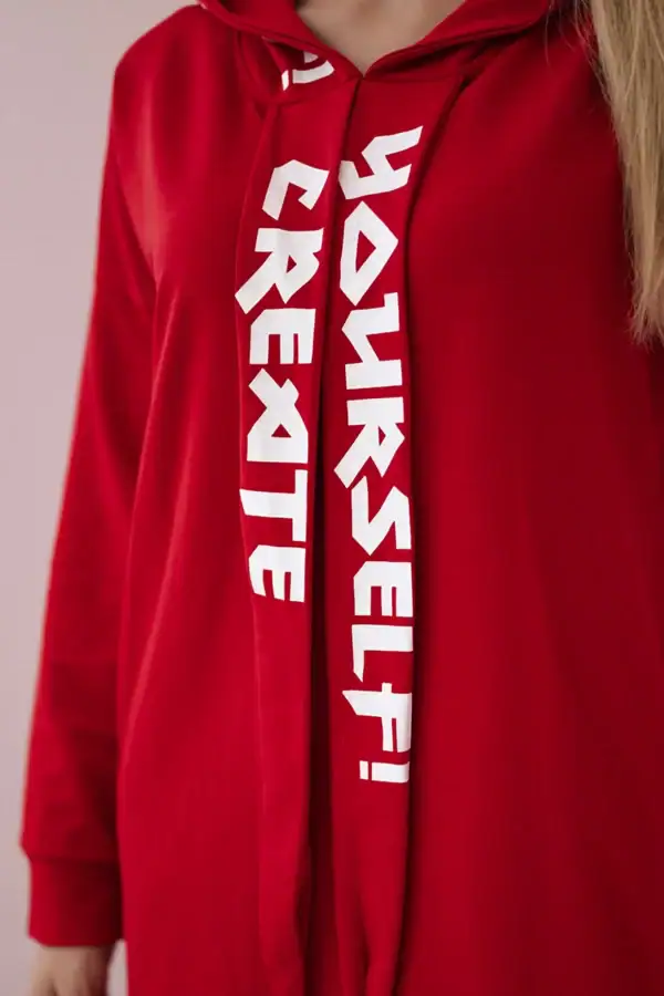 Oversize suknelė su gobtuvu ir užrašais - spalvų pasirinkimas