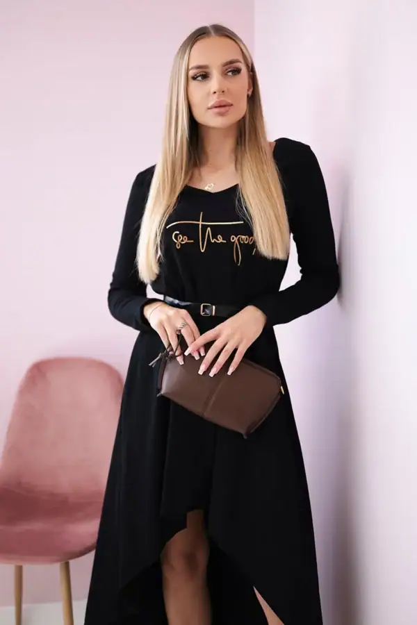 Suknelė su puošniu diržu ir užrašu - spalvų pasirinkimas