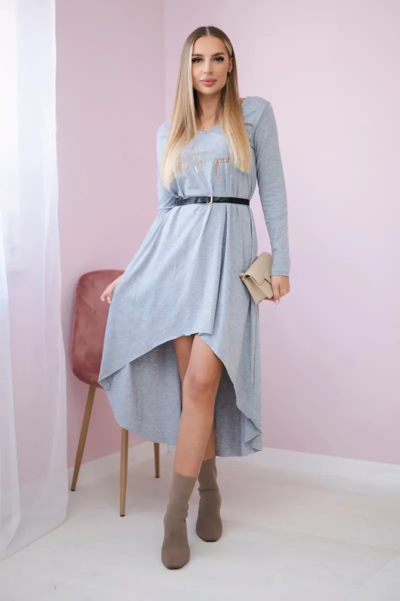 Suknelė su puošniu diržu ir užrašu - spalvų pasirinkimas