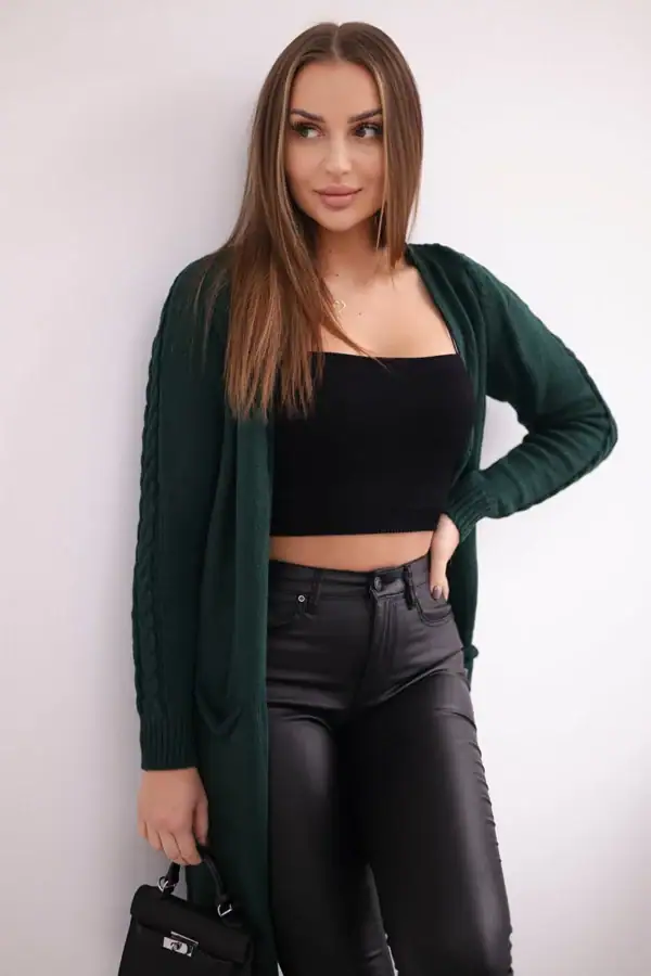 Ilgas kardiganas su kišenėmis - spalvų pasirinkimas