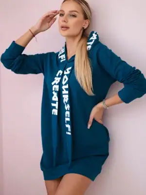 Oversize suknelė su gobtuvu ir užrašais - spalvų pasirinkimas