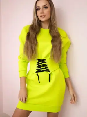 Pašiltinta suknelė su dekoratyviniu dirželiu - spalvų pasirinkimas