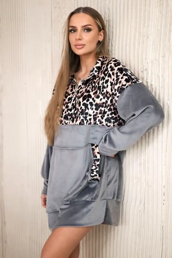 Velūro suknelė su leopardo raštu - spalvų pasirinkimas