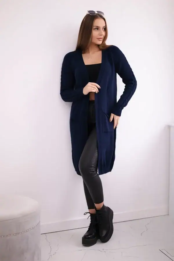 Ilgas kardiganas su kišenėmis - spalvų pasirinkimas