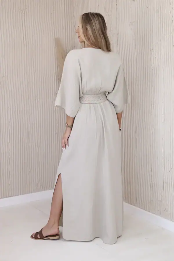 Muslino suknelė su siuvinėjimais ties juosmeniu - spalvų pasirinkimas