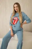 Medvilninis komplektas: džemperis su aplikacija + kelnės - spalvų pasirinkimas