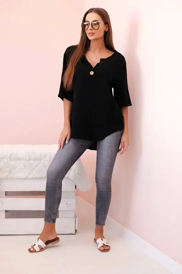 Moteriški muslino marškiniai su sagute - spalvų pasirinkimas