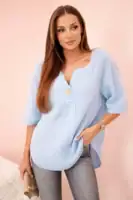 Moteriški muslino marškiniai su sagute - spalvų pasirinkimas