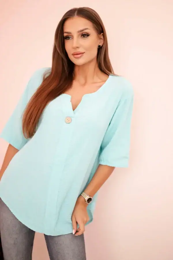 Moteriški muslino marškiniai su sagute - spalvų pasirinkimas