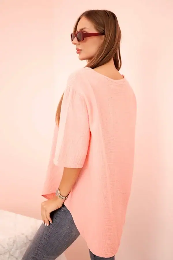 Moteriški muslino marškiniai su sagute - spalvų pasirinkimas