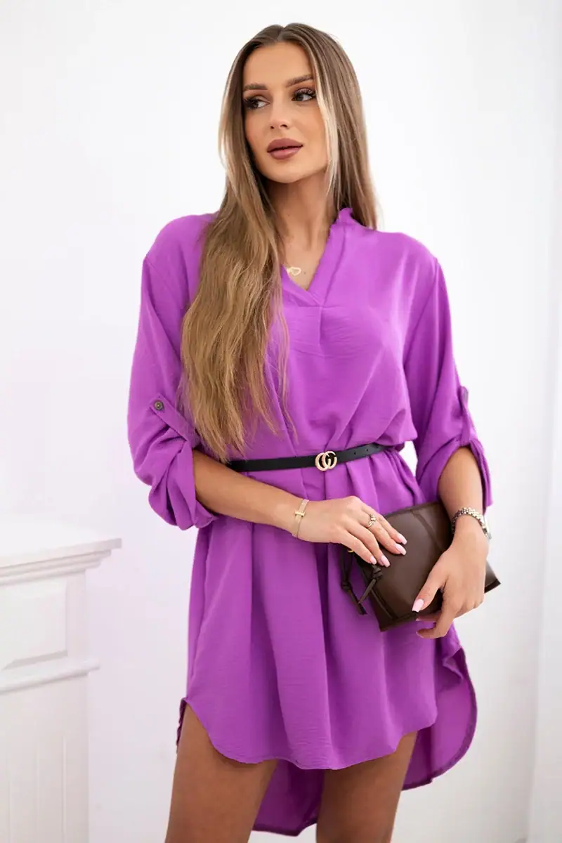 Suknelė su ilgesne nugara ir dekoratyviniu diržu - spalvų pasirinkimas