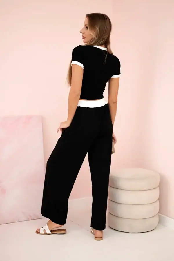 laisvalaikio rinkinys: gofruota palaidinė + platėjančios kelnės - spalvų pasirinkimas