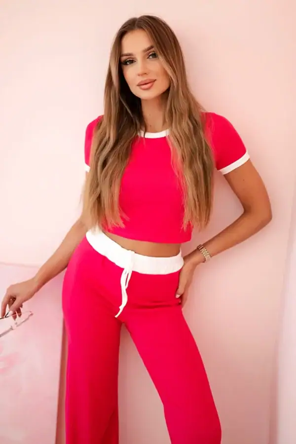 laisvalaikio rinkinys: gofruota palaidinė + platėjančios kelnės - spalvų pasirinkimas