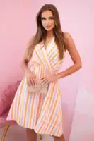 Medvilninė suknelė su spalvotomis juostelėmis - spalvų pasirinkimas