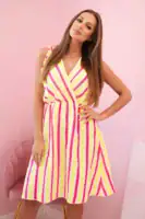 Medvilninė suknelė su spalvotomis juostelėmis - spalvų pasirinkimas