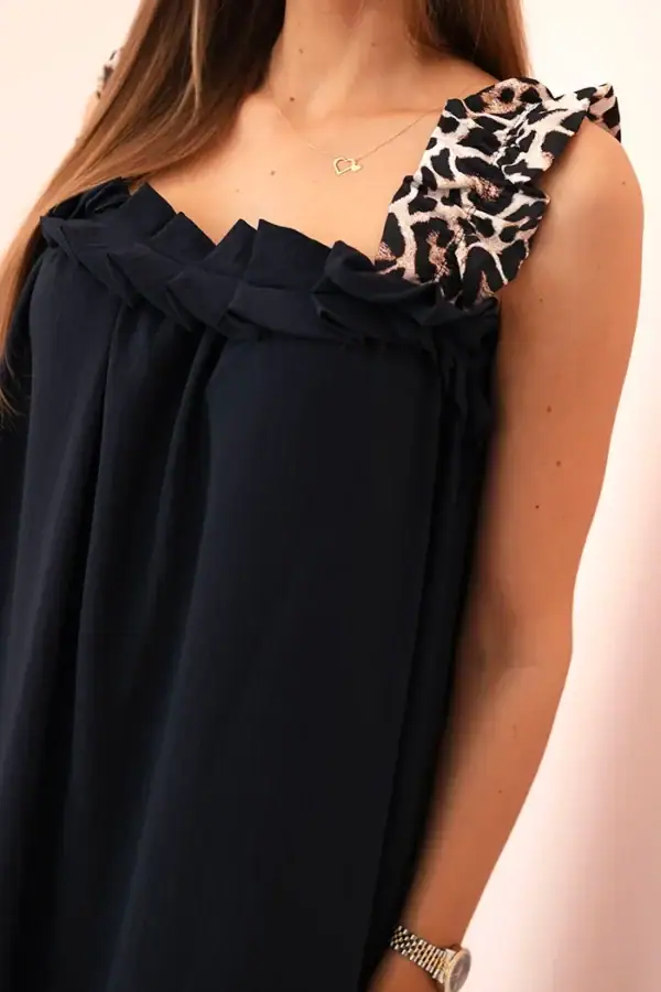 Moteriška maxi suknelė su leopardo rašto petnešėlėmis - spalvų pasirinkimas