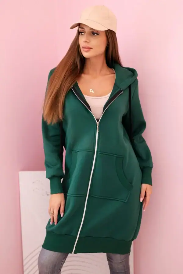 Ilgas džemperis gobtuvu ir užtrauktuku - spalvų pasirinkimas