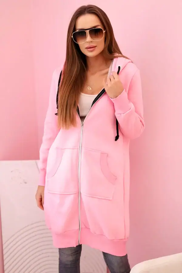 Ilgas džemperis gobtuvu ir užtrauktuku - spalvų pasirinkimas