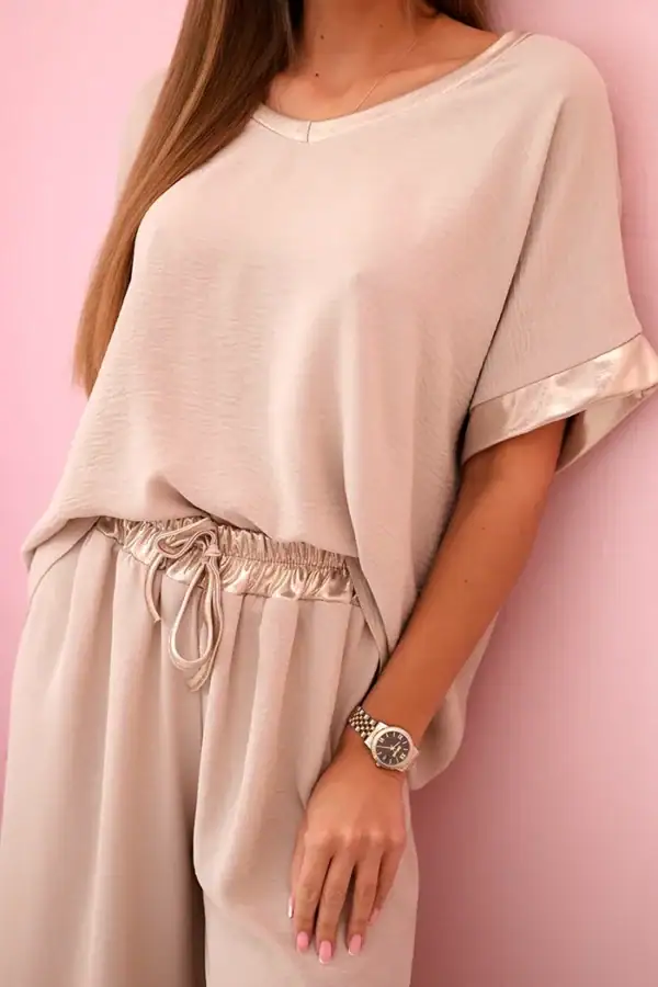 Viskozės komplektas su auksiniu apvadu - spalvų pasirinkimas