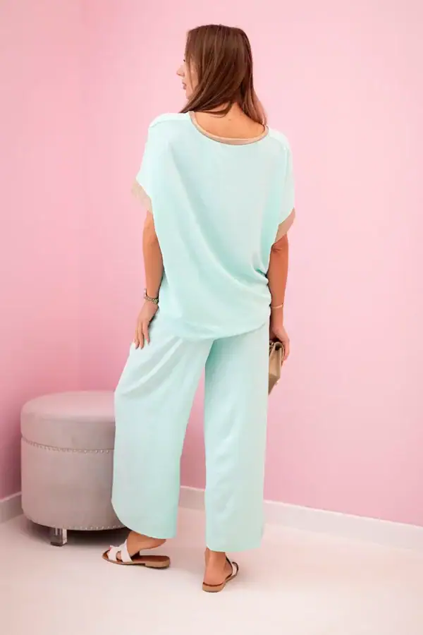 Viskozės komplektas su auksiniu apvadu - spalvų pasirinkimas