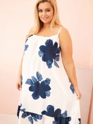 Plus Size suknelė su petnešėlėmis ir gėlėmis - spalvų pasirinkimas