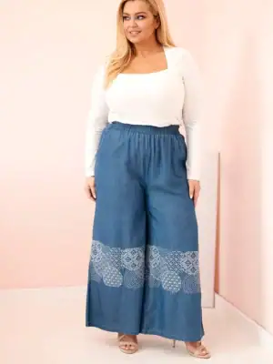 Plus Size kelnės plačiomis klešnėmis - dvi spalvos